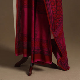 Red Natural Dyed Cotton Block Print Bagh Dupatta