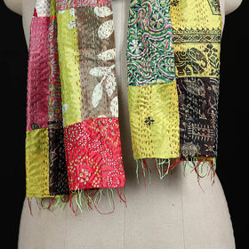 Bengal Kantha Handwork Patchwork Reversible Silk Stole 160
