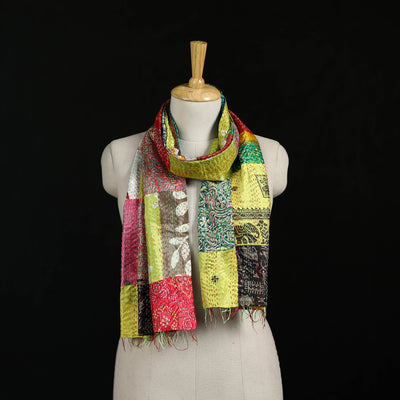 Bengal Kantha Handwork Patchwork Reversible Silk Stole 160