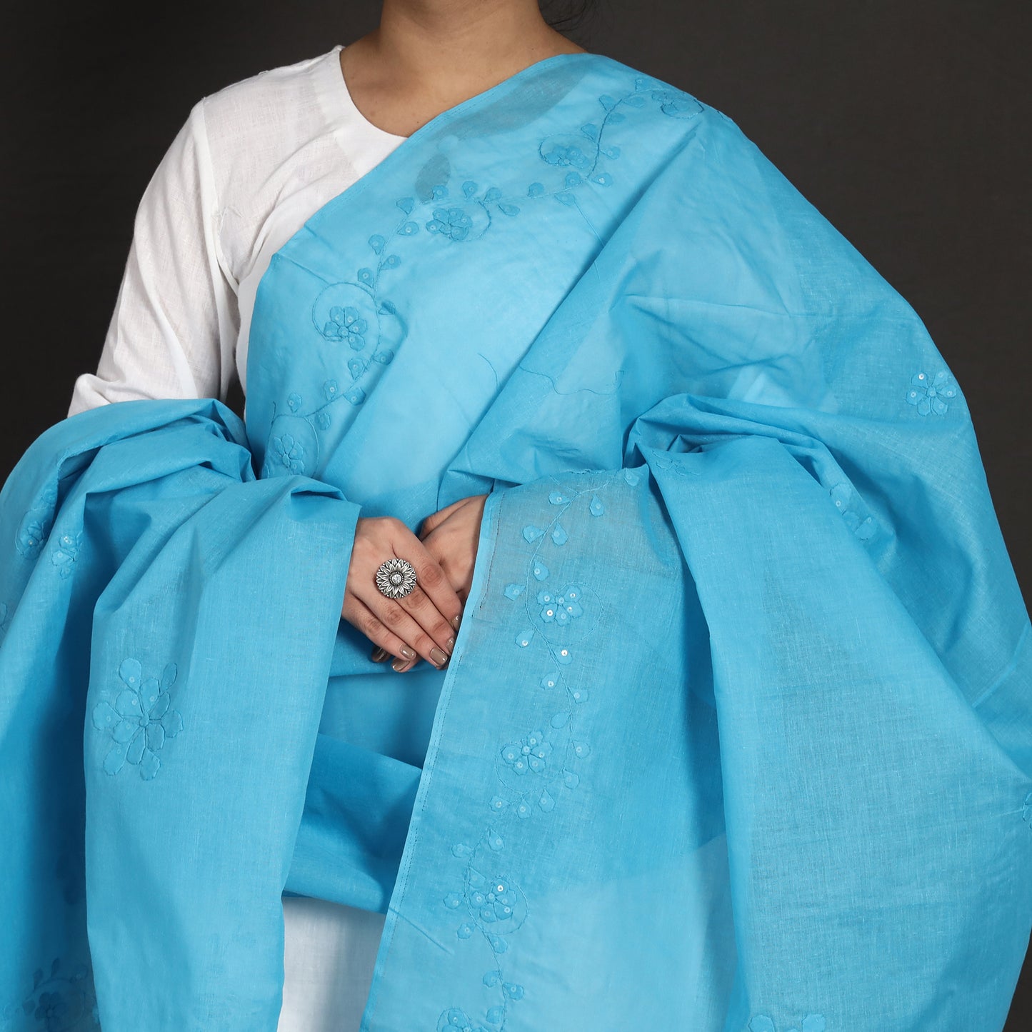 Applique Cotton Dupatta