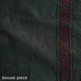 Green - Bengal Kantha Hand Embroidery Silk Cotton Chapa Work Saree 82