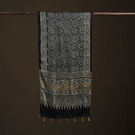 Hand Block Print Natural Dyed Modal Silk Ajrakh Stole 10