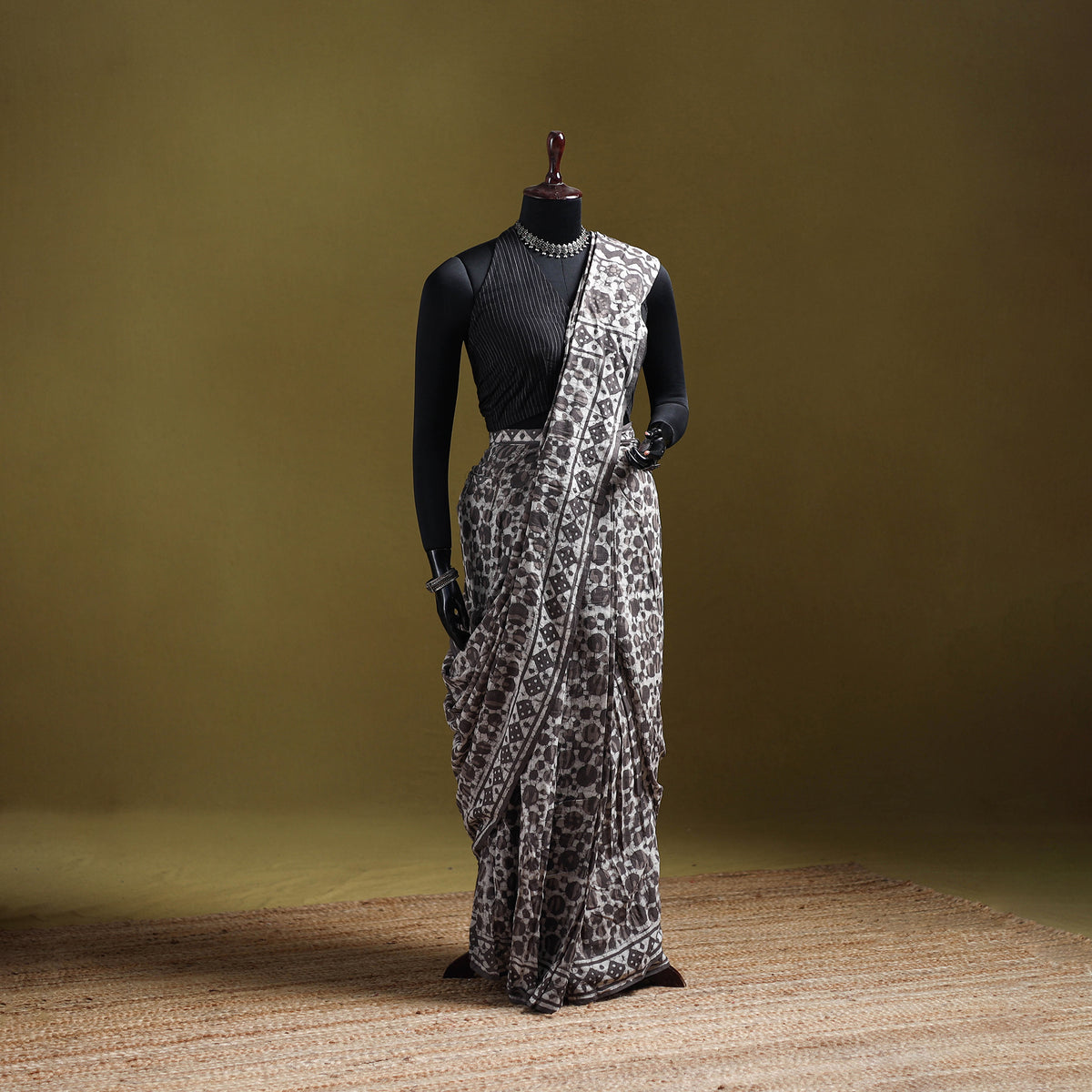 Batik Hand Block Print Pure Mul Cotton Ready To Wear Saree 49