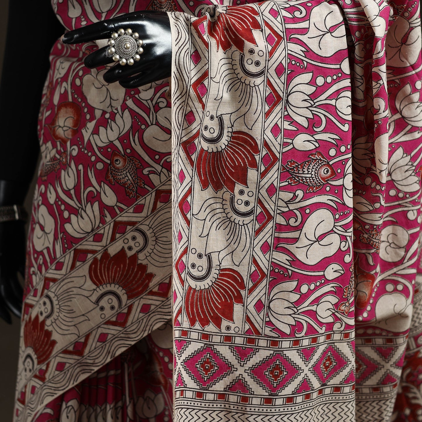 Printed Cotton Kalamkari Saree 04