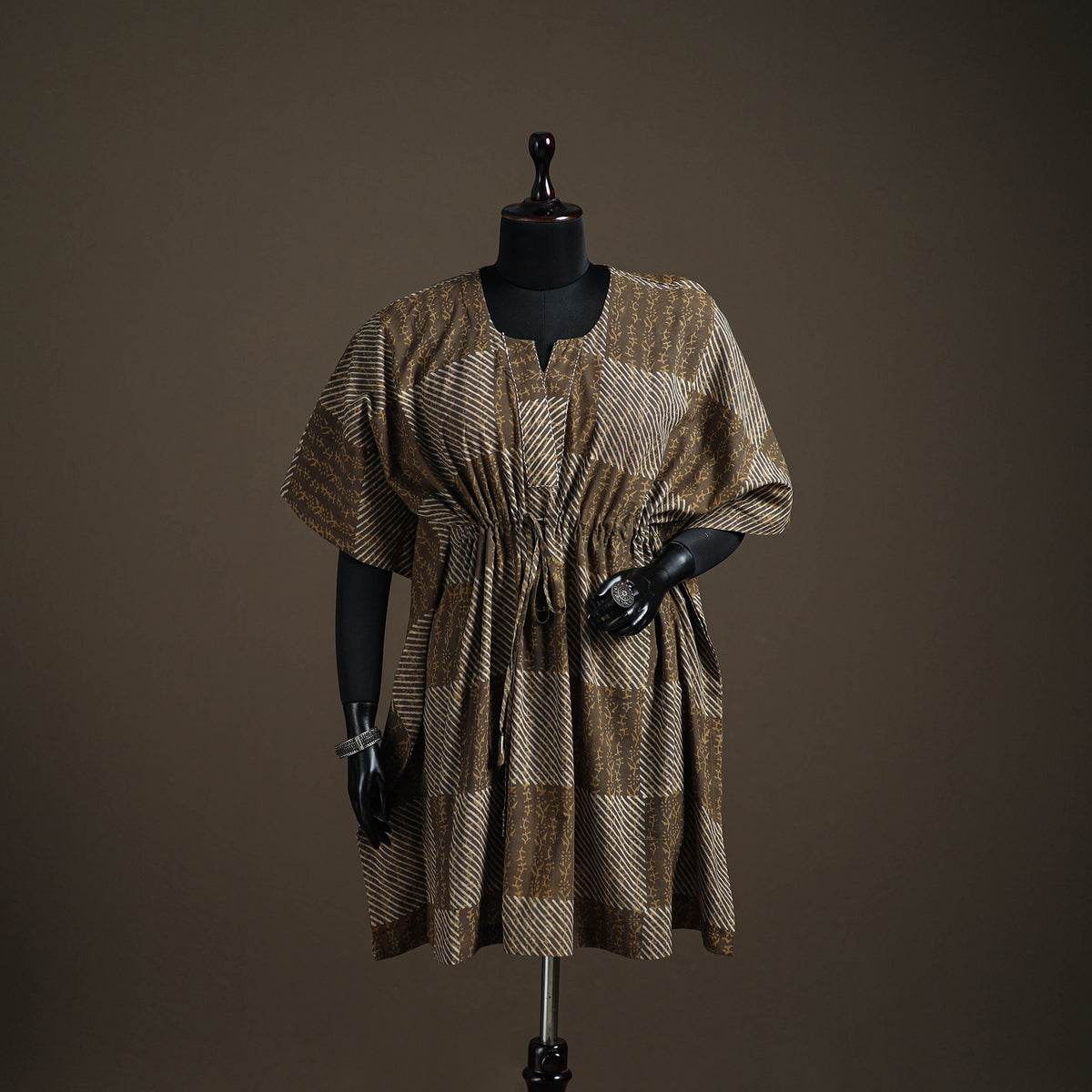 Akola Hand Block Print Natural Dyed Cotton Kaftan (Medium) 169