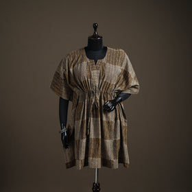 Akola Hand Block Print Natural Dyed Cotton Kaftan (Medium) 169