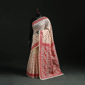 Bengal Kantha Hand Embroidery Silk Cotton Chapa Work Saree 83