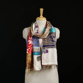 Bengal Kantha Handwork Patchwork Reversible Silk Stole 162