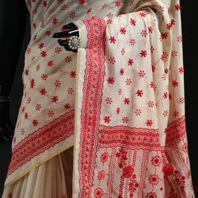 Bengal Kantha Hand Embroidery Silk Cotton Chapa Work Saree 83