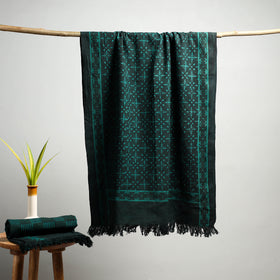Green - akola pure handloom cotton towel 07 - handcrafted