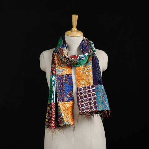 Bengal Kantha Handwork Patchwork Reversible Silk Stole 165