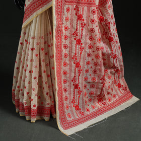 Bengal Kantha Hand Embroidery Silk Cotton Chapa Work Saree 83