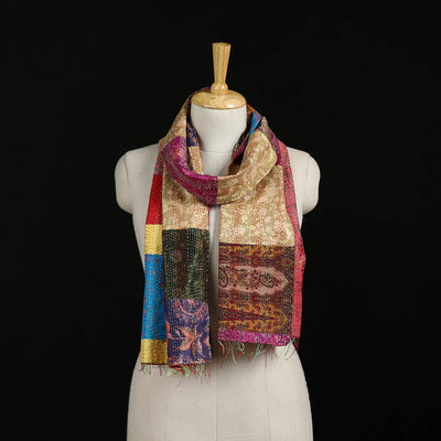 Bengal Kantha Handwork Patchwork Reversible Silk Stole 166