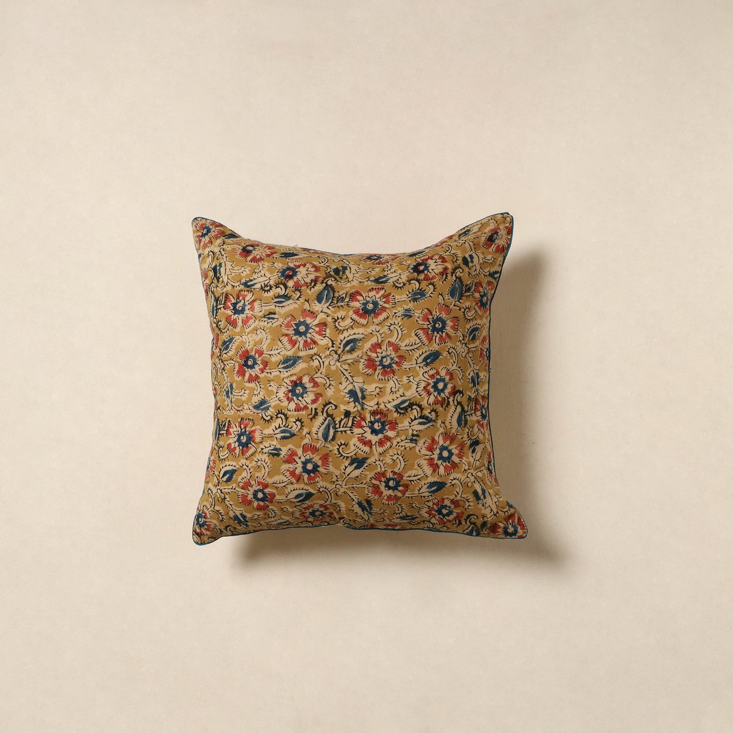 Yellow - kalamkari cotton cushion cover 34 - handcrafted