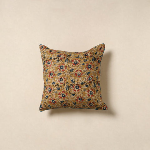 Yellow - kalamkari cotton cushion cover 34 - handcrafted