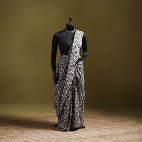 Batik Hand Block Print Pure Mul Cotton Ready To Wear Saree 50