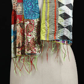 Bengal Kantha Handwork Patchwork Reversible Silk Stole 169