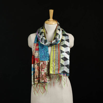 Bengal Kantha Handwork Patchwork Reversible Silk Stole 169
