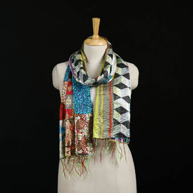 Bengal Kantha Handwork Patchwork Reversible Silk Stole 169