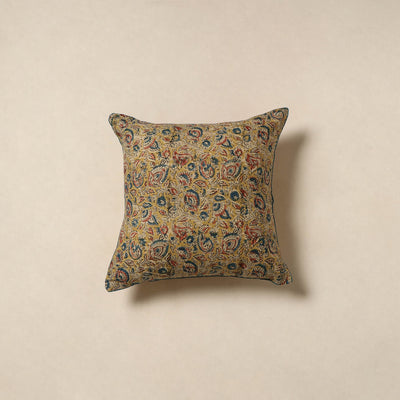 Yellow - kalamkari cotton cushion cover 35 - handcrafted