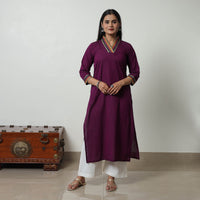 Purple - Dharwad Mercerised Cotton Straight Kurta 09