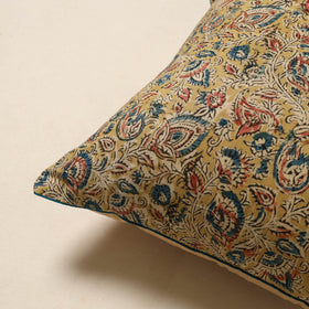 Yellow - kalamkari cotton cushion cover 35 - handcrafted