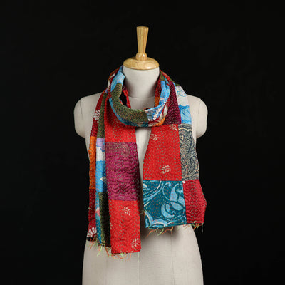 Bengal Kantha Handwork Patchwork Reversible Silk Stole 170