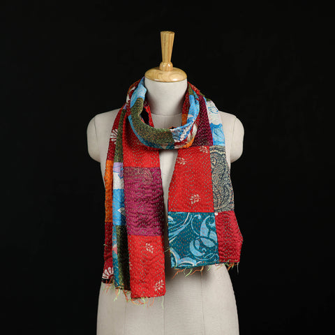 Bengal Kantha Handwork Patchwork Reversible Silk Stole 170