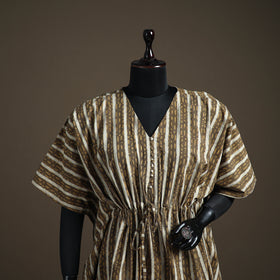 Akola Hand Block Print Natural Dyed Cotton Kaftan (Medium) 171