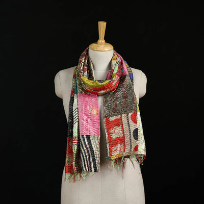 Bengal Kantha Handwork Patchwork Reversible Silk Stole 172