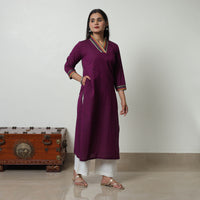 Purple - Dharwad Mercerised Cotton Straight Kurta 09