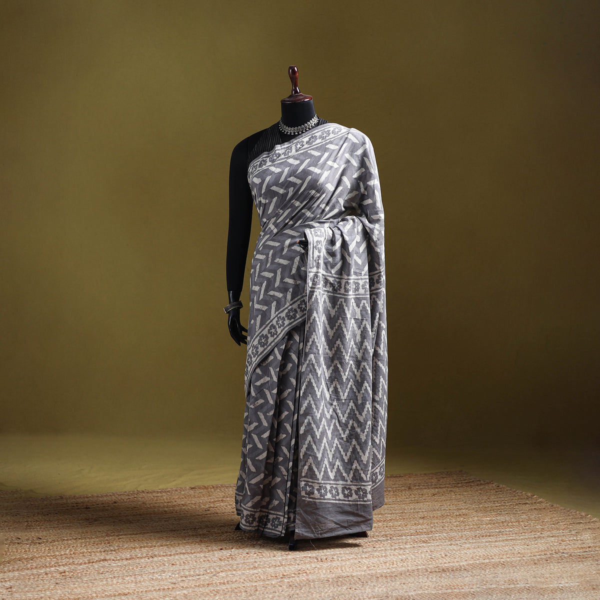 Batik Hand Block Print Pure Mul Cotton Ready To Wear Saree 51