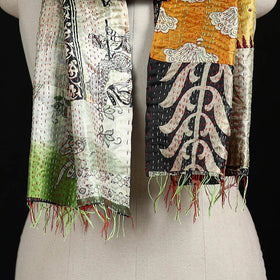Bengal Kantha Handwork Patchwork Reversible Silk Stole 173