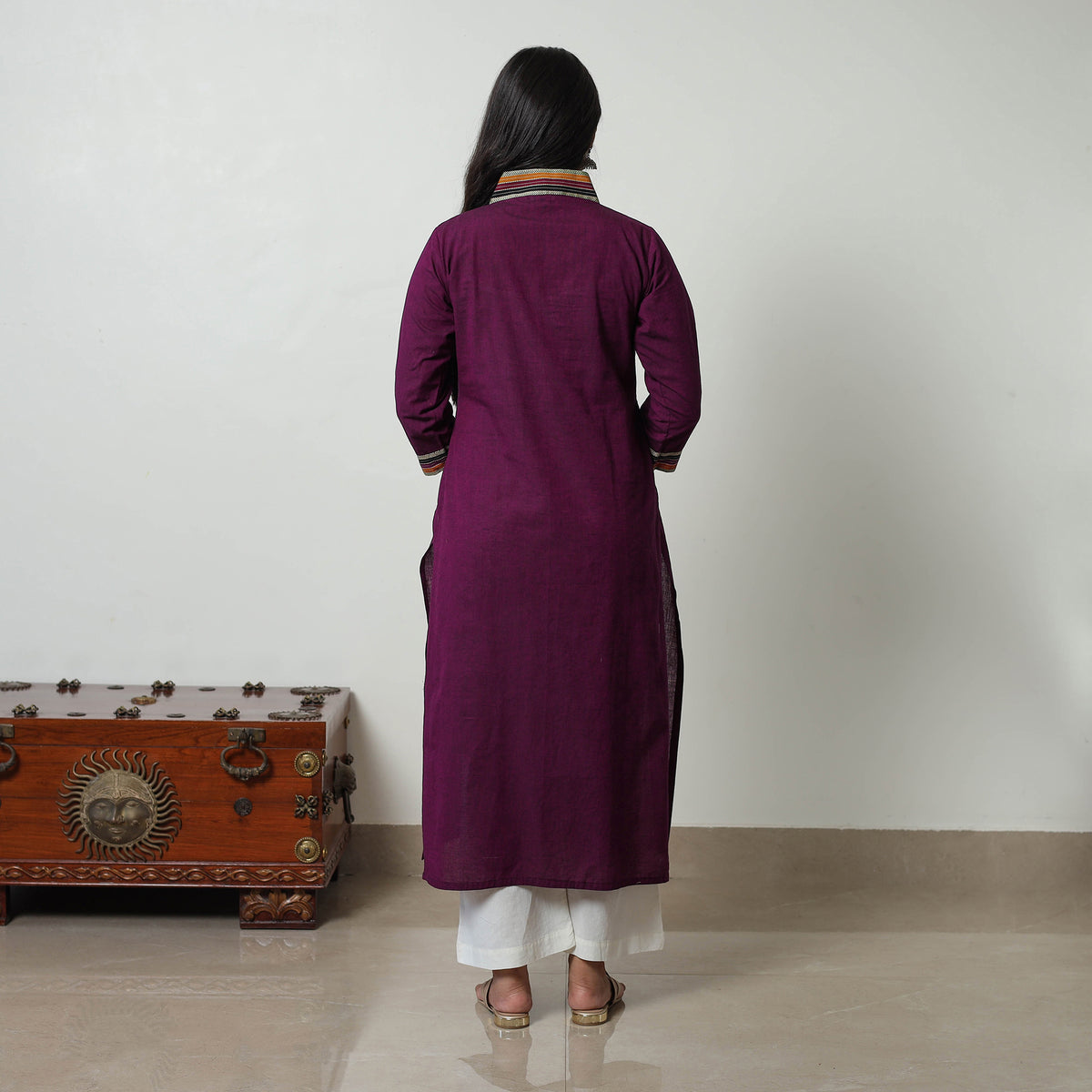 Purple - Dharwad Mercerised Cotton Straight Kurta 09