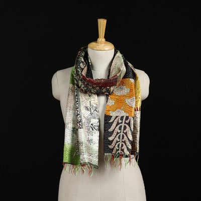 Bengal Kantha Handwork Patchwork Reversible Silk Stole 173