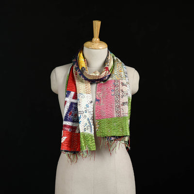 Bengal Kantha Handwork Patchwork Reversible Silk Stole 174