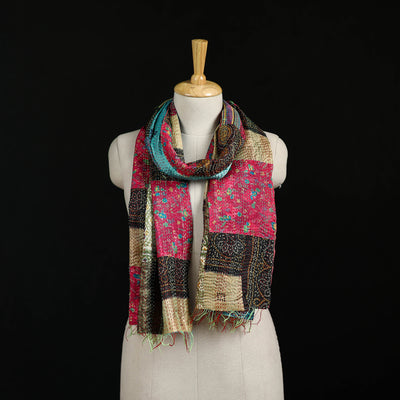 Bengal Kantha Handwork Patchwork Reversible Silk Stole 175