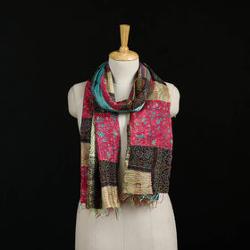 Bengal Kantha Handwork Patchwork Reversible Silk Stole 175