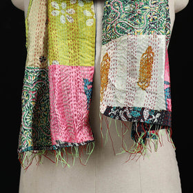Bengal Kantha Handwork Patchwork Reversible Silk Stole 176