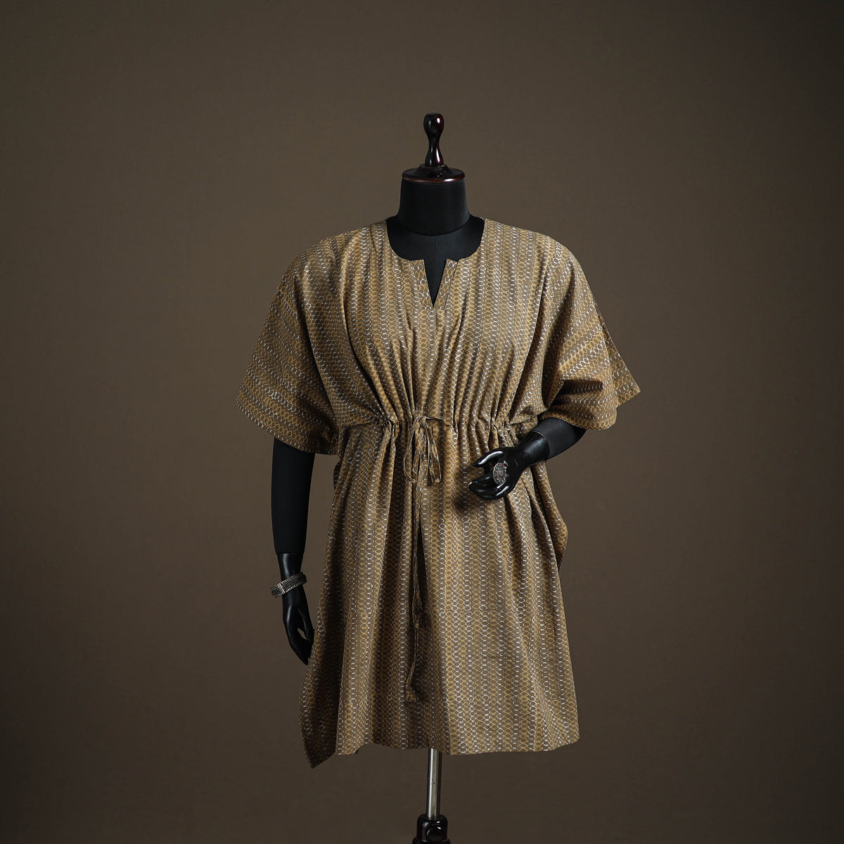 Akola Hand Block Print Natural Dyed Cotton Kaftan (Medium) 172