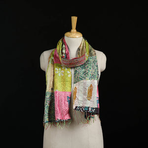 Bengal Kantha Handwork Patchwork Reversible Silk Stole 176