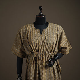 Akola Hand Block Print Natural Dyed Cotton Kaftan (Medium) 172