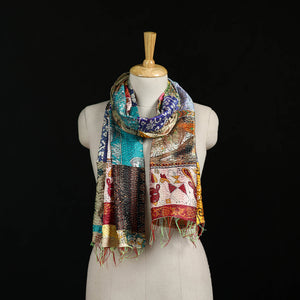 Bengal Kantha Handwork Patchwork Reversible Silk Stole 179
