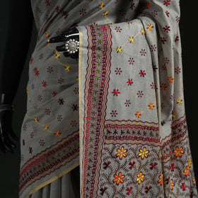Bengal Kantha Hand Embroidery Silk Cotton Chapa Work Saree 85