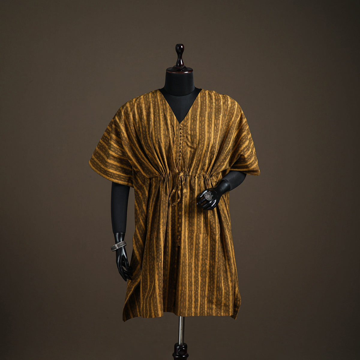 Akola Hand Block Print Natural Dyed Cotton Kaftan (Medium) 173