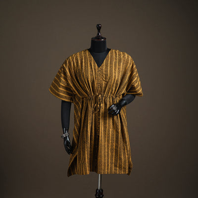 Akola Hand Block Print Natural Dyed Cotton Kaftan (Medium) 173