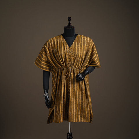 Akola hand block print natural dyed cotton kaftan (medium)