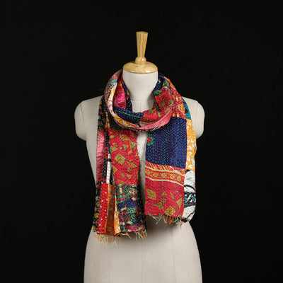 Bengal Kantha Handwork Patchwork Reversible Silk Stole 180