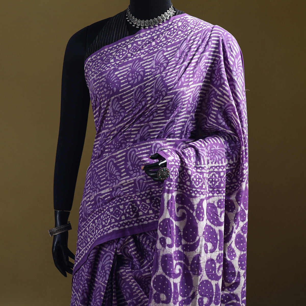 Batik Hand Block Print Pure Mul Cotton Ready To Wear Saree 52