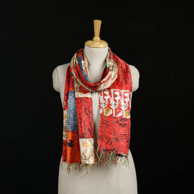 Bengal Kantha Handwork Patchwork Reversible Silk Stole 181
